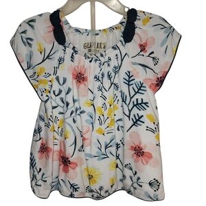 Genuine Kids Toddler Girls Size 3T Short Sleeve Floral Lined Top Summer Casual